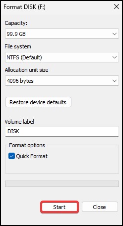 format disk