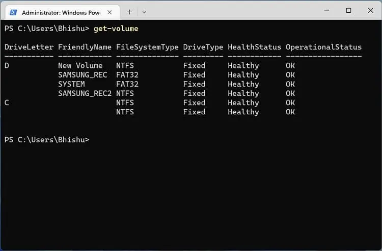 get-volume-in-powershell