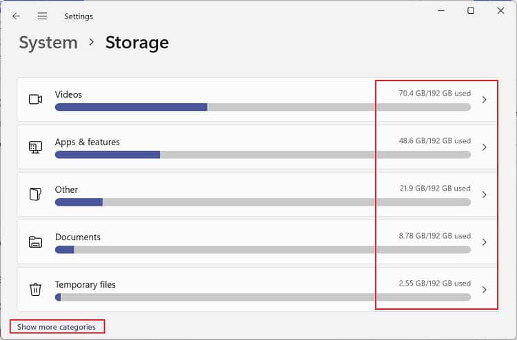identify all the files and folders that take up space on the drive