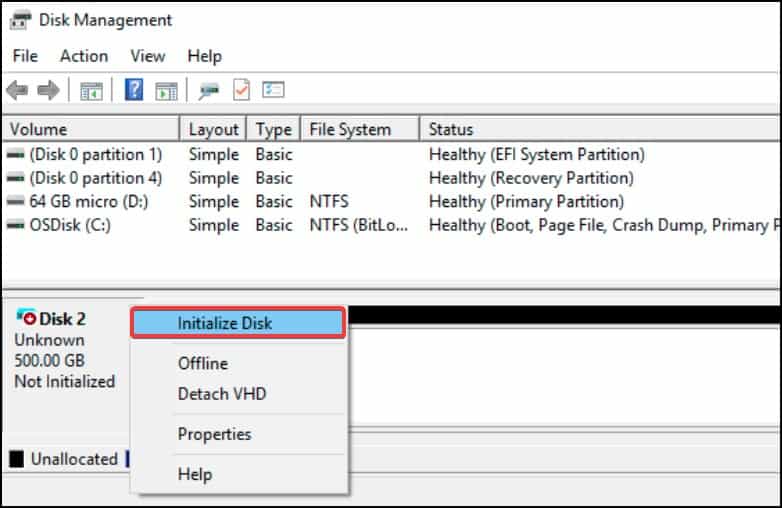 initialize disk