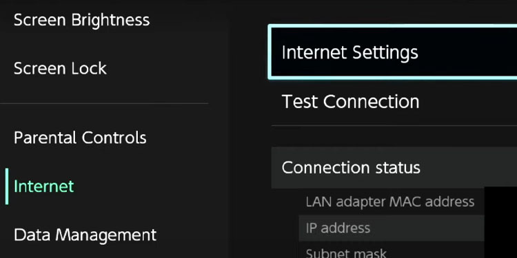 internet settings nintendo switch