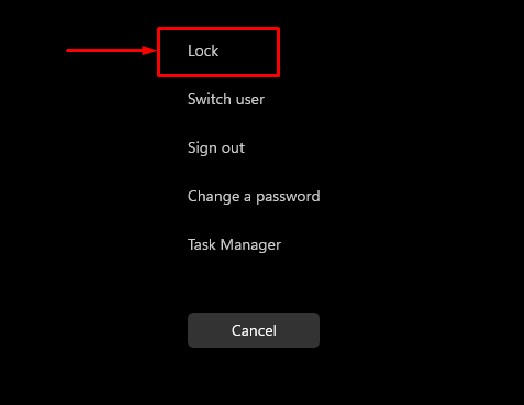 lock from control alt delete