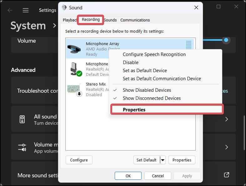 microphone properties