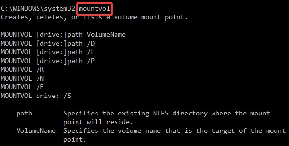 mountvol command