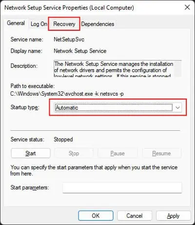 network-setup-service-automatic-recovery