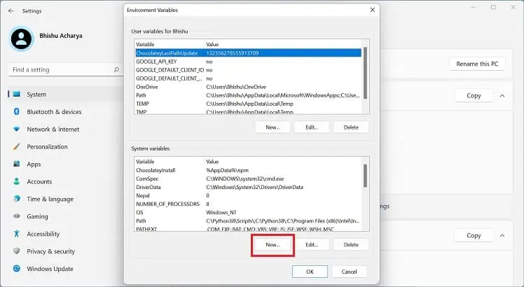 new-button-under-system-variables
