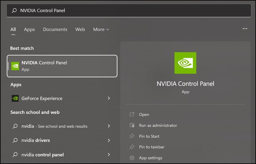 nvidia control panel