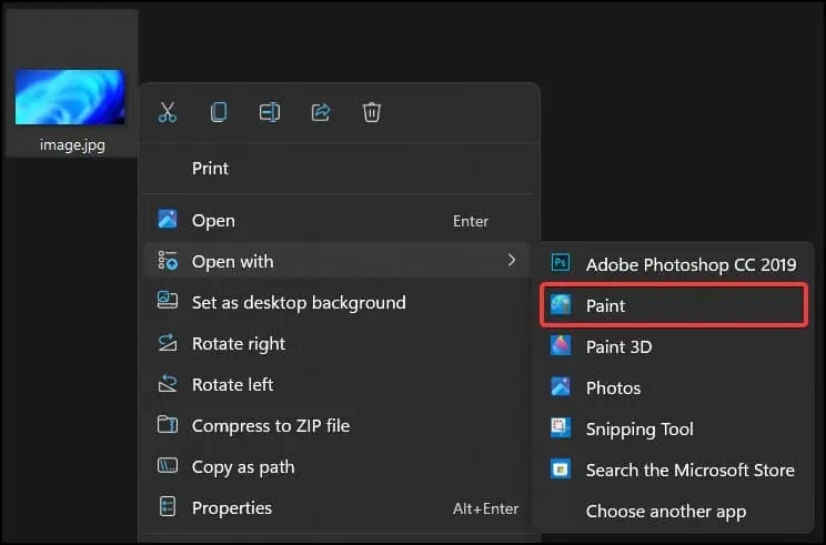 How to Fix Problem Parsing JPEG Data in Photoshop 37 open-with-paint