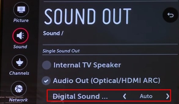 output pcm in lg tv