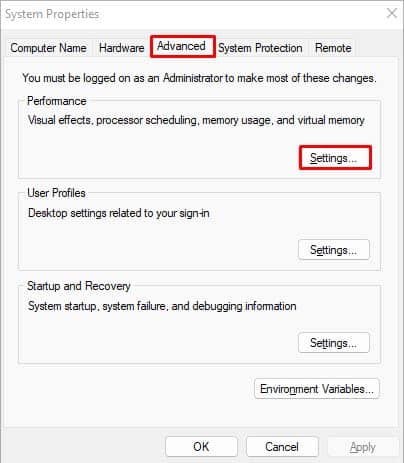 performance settings windows