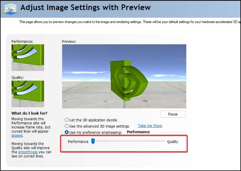 performance slider nvidia