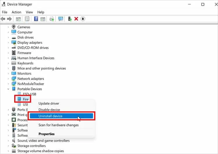 Kindle Fire Not Showing Up on Windows? 9 Ways to Fix it 55 pick-Uninstall-device
