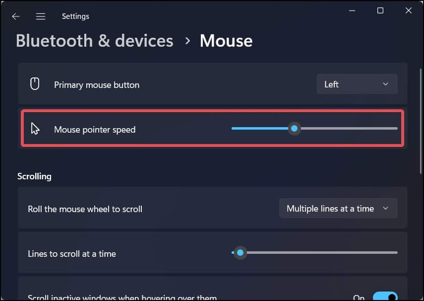 pointer speed
