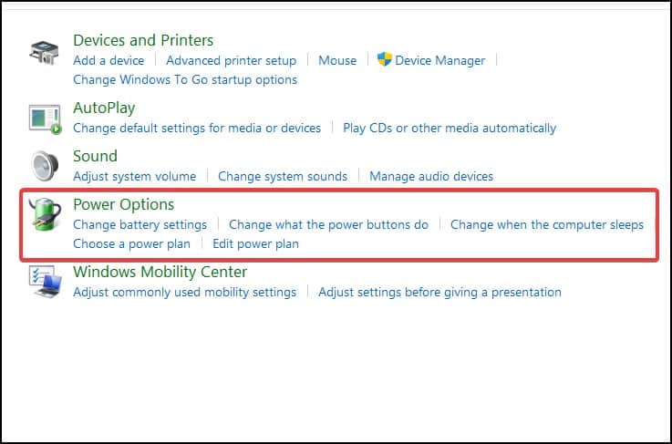 power options