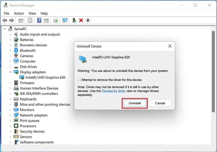 “Input Signal Out of Range” on Monitor? Try These 6 Fixes 37 press-uninstall-button-in-uninstall-device-dialogue-box