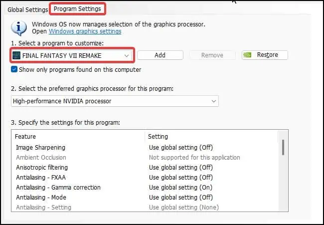 program-graphics-setting