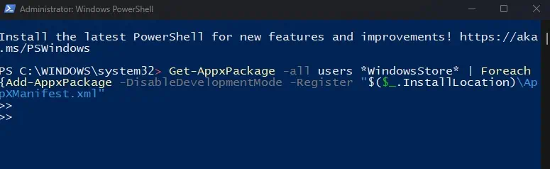 reintall-microsoft-store-powershell