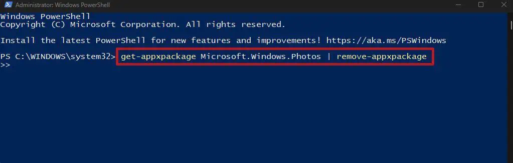remove-ms-photos-from-powershell