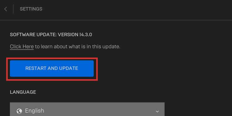 restart and update epic games