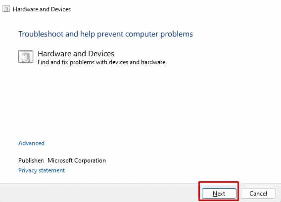 run hardware troubleshooter left mouse not working