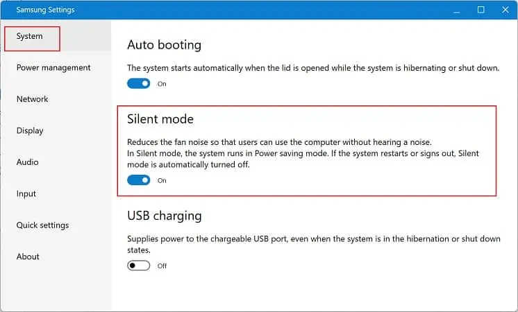 Why is My Laptop Fan Always on? Here's How to Fix It 41 samsung-settings-silent-mode-on