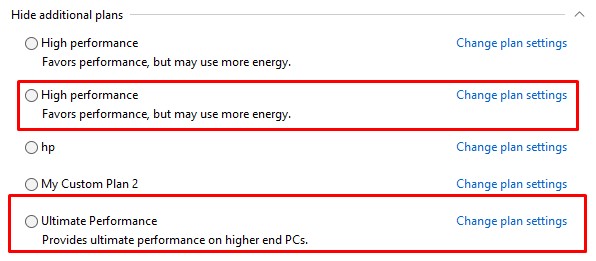 select power plan ultimate performance 
