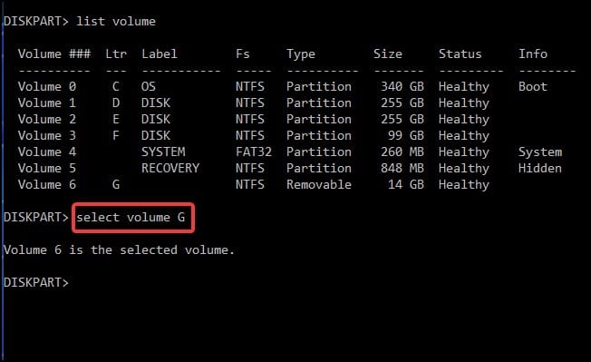 select volume