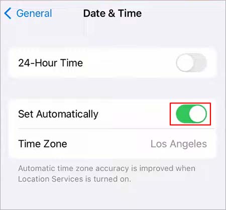 set date and time automatically iphone