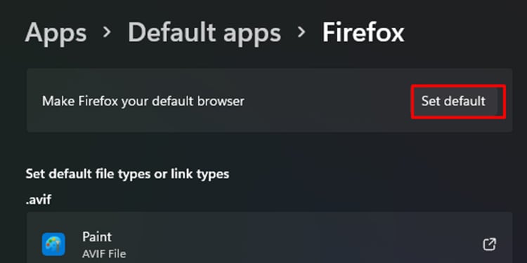 set firefox as default
