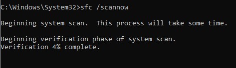 sfc scan now mouse click not working