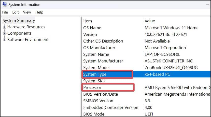 system information