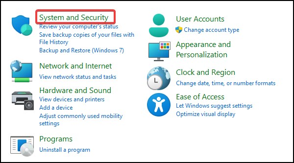 system security panel