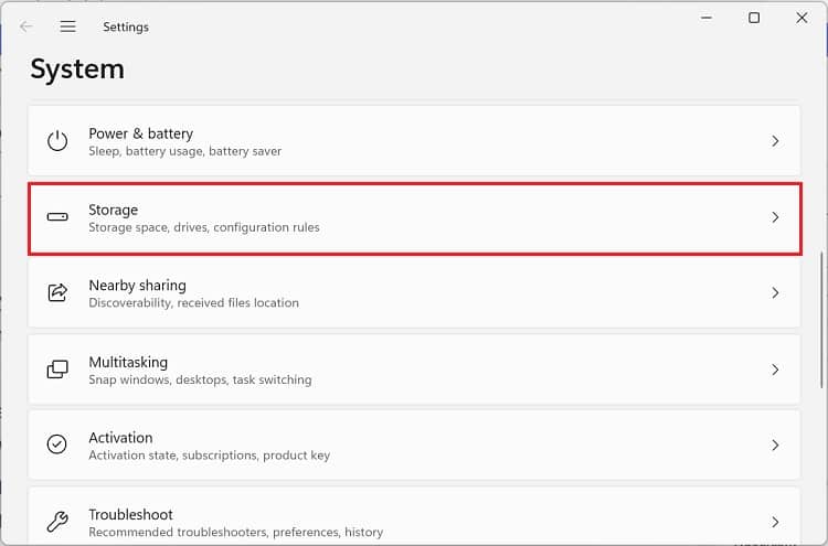 system settings storage