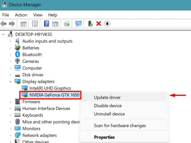 update graphics driver