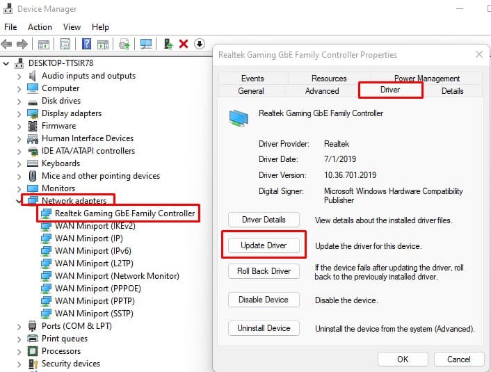 update network driver laptop disconnecting from internet