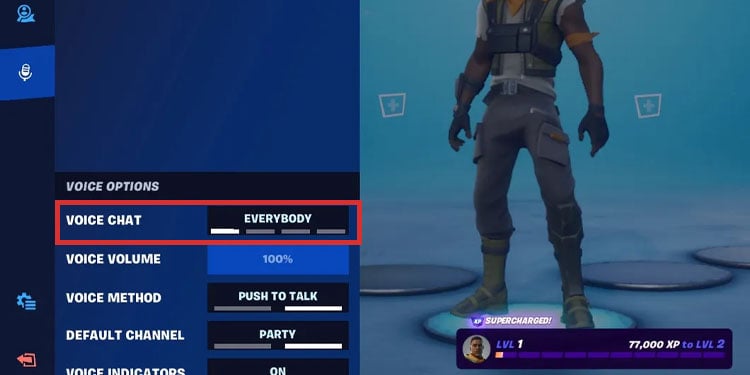 voice chat settings fortnite