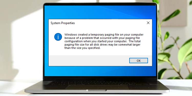 windows created a temporary paging file