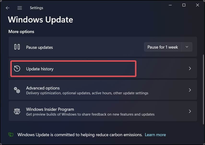 windows update history