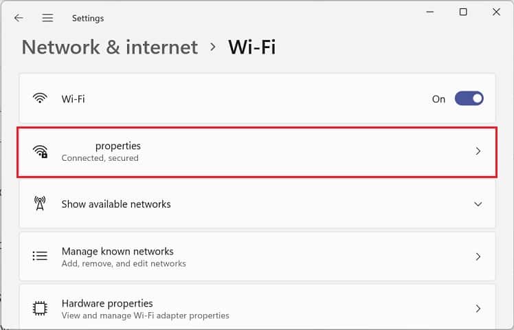your connection properties