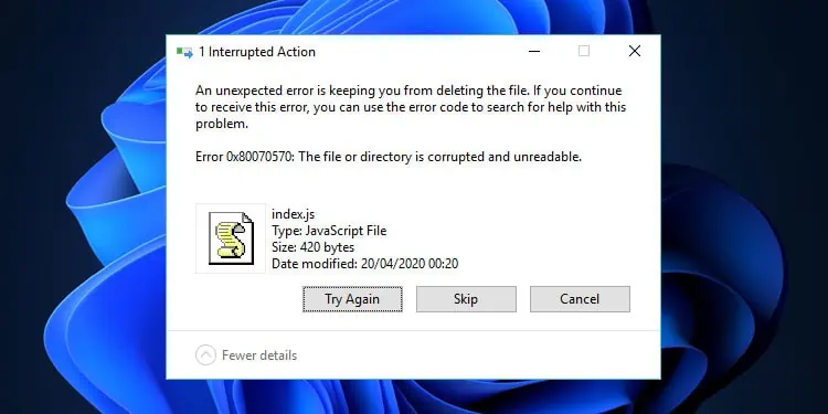 Fix: “The file or directory is corrupted and unreadable” (Error 0x80070570)