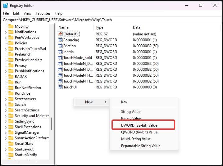 Add dword value in registry