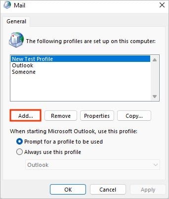 Add-new-Outlook-profile
