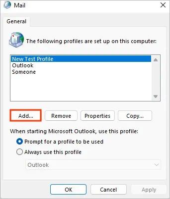 Add-new-Outlook-profile