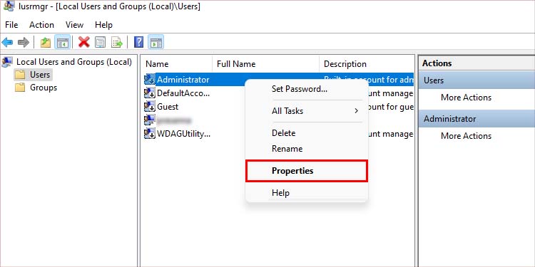 Administrator properties