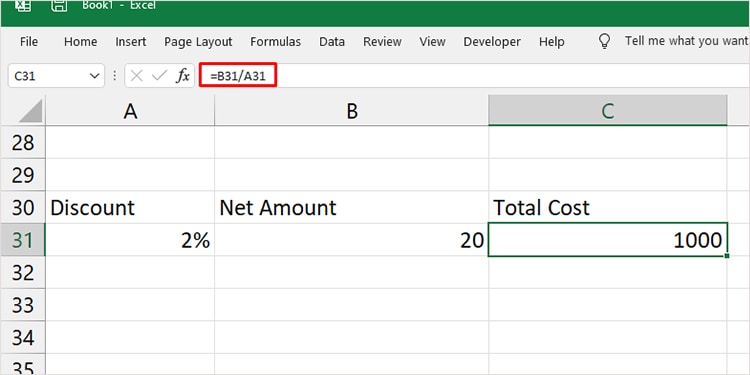 How to Percentage Formula in Excel 5 Calculate Total Cost