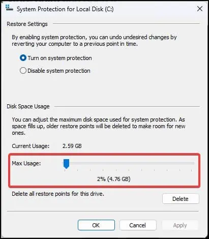Chnage-the-disk-usage