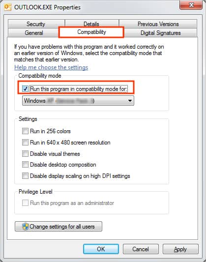 Disable-compatibility-mode-Outlook