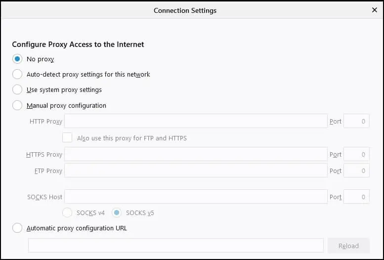 Firefox-proxy-settings