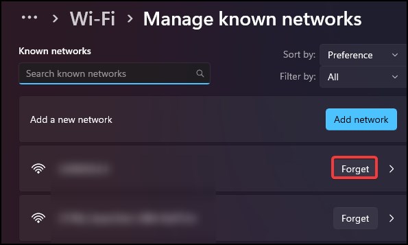 Forget network