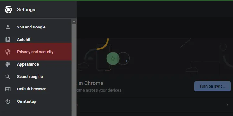 How to Fix "Not Enough Memory to Open This Page" on Google Chrome 14 From-the-left-panel-click-on-Privacy-and-Security.